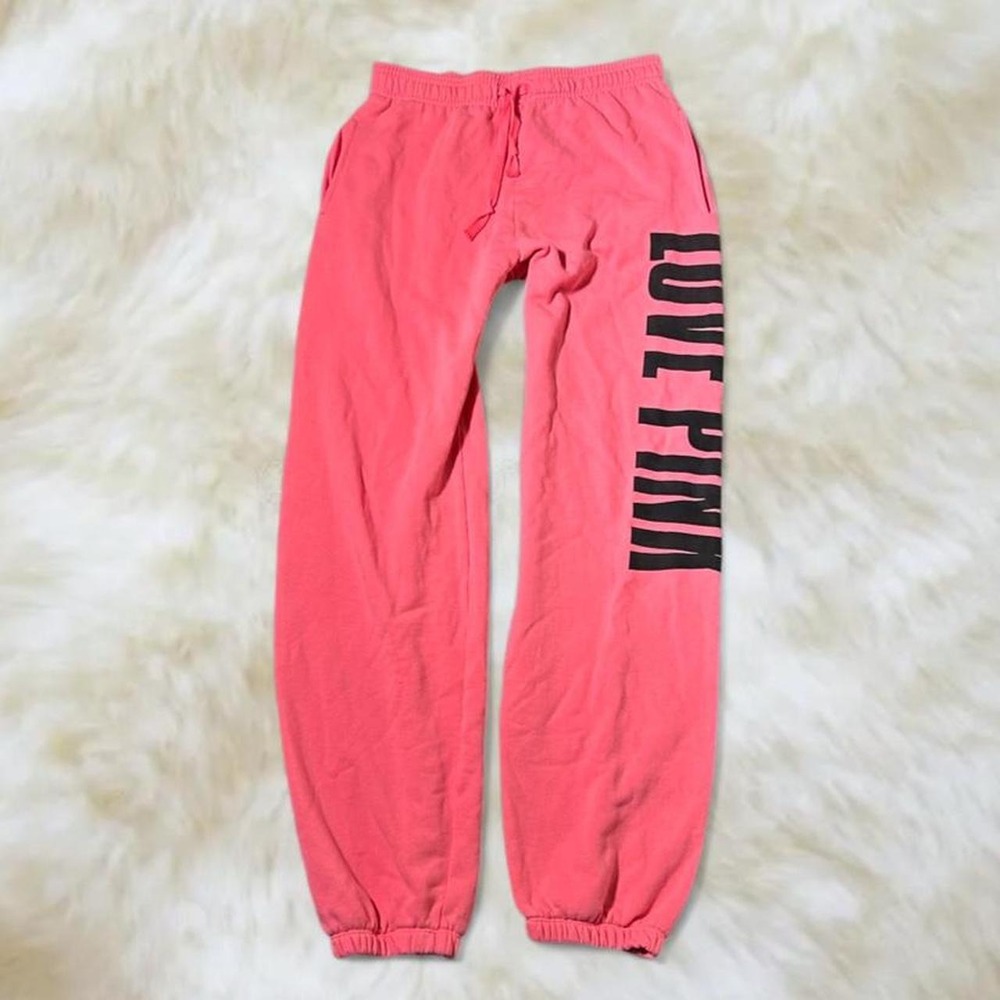 Victoria's Secret PINK Y2K Sweatpants Pink Black Love Pink Fleece Joggers XS